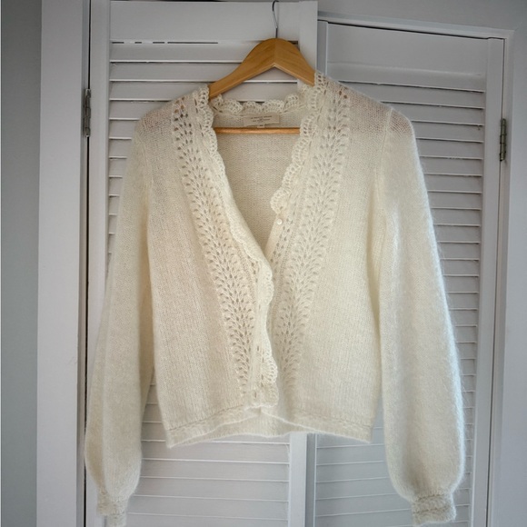 Sezane Angelie Cream Knit Sweater Cardigan - Picture 1 of 3